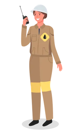 Female worker speaking on a walkie-talkie Illustration