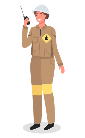 Female worker speaking on a walkie-talkie  Illustration