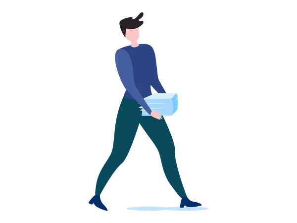 Female worker walking with papers in her hand  Illustration