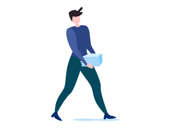 Female worker walking with papers in her hand  Illustration