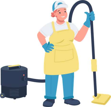 Female worker with vacuum cleaner Illustration
