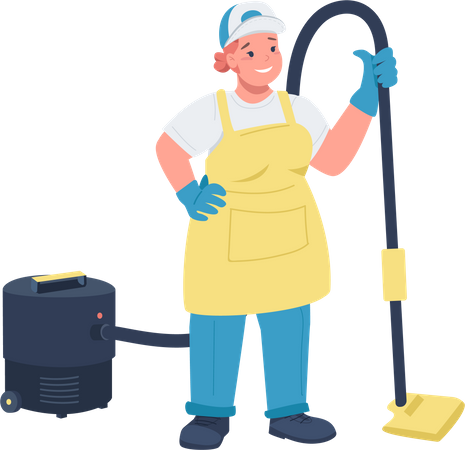 Female worker with vacuum cleaner  Illustration