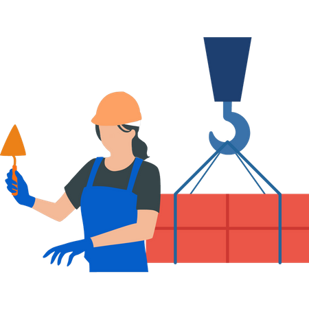 Female worker working at construction site  Illustration