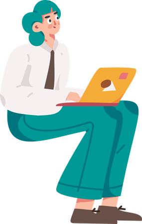 Female worker working remotely  Illustration