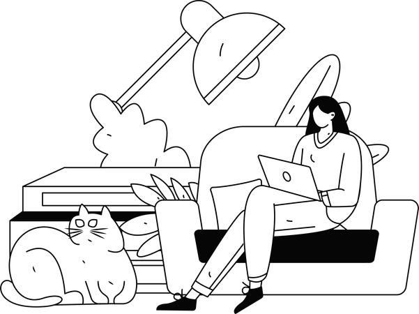 Female working from home  Illustration