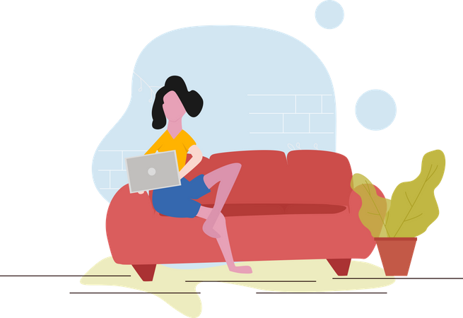 Female working from home  Illustration