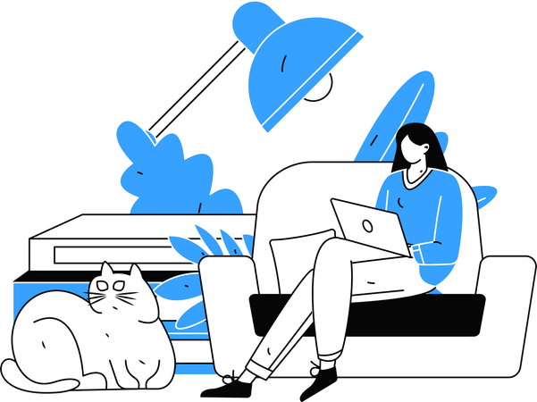 Female working from home  Illustration