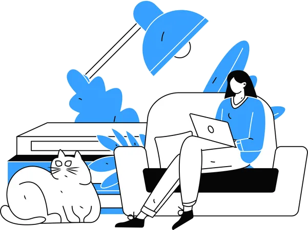 Female working from home  Illustration