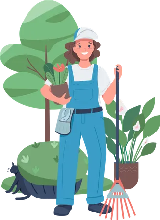 Female working in a garden Illustration