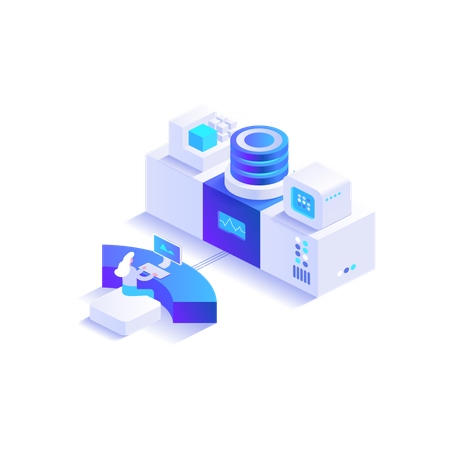 Female working in blockchain ecosystem  Illustration