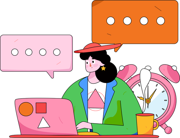 Female working in customer care  Illustration