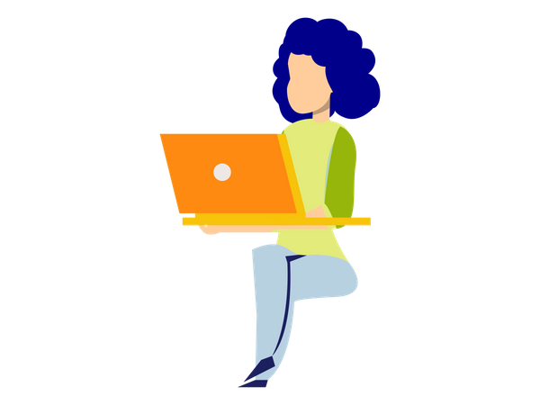 Female working on laptop Illustration