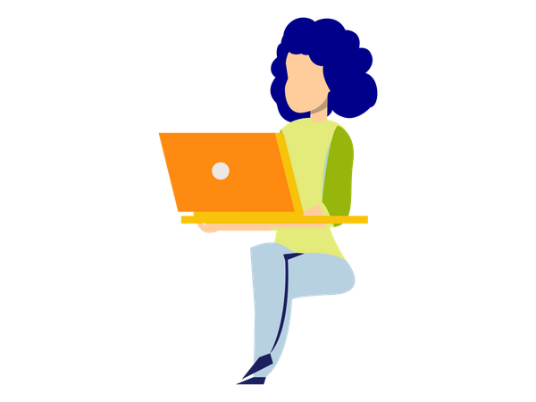 Female working on laptop  Illustration