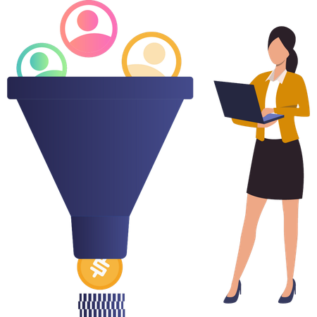 Female working on laptop  Illustration
