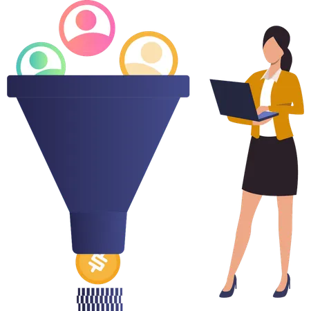 Female working on laptop  Illustration