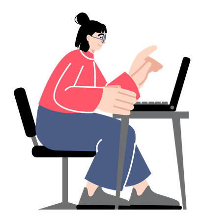 Female working on laptop  Illustration