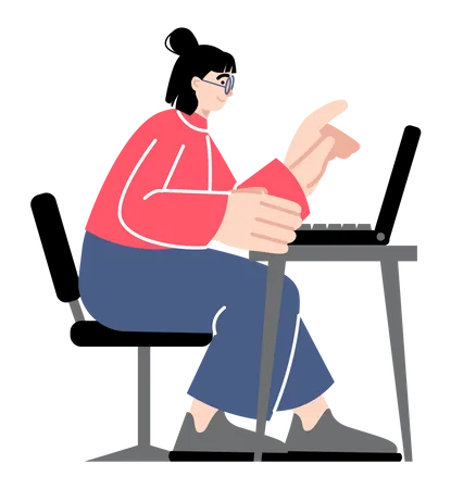 Female working on laptop  Illustration