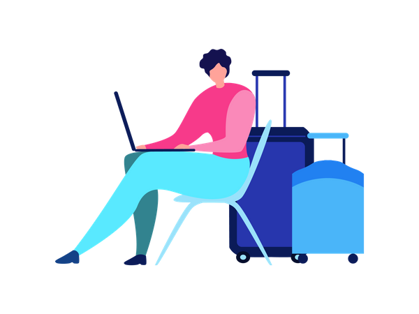 Female working on laptop  Illustration