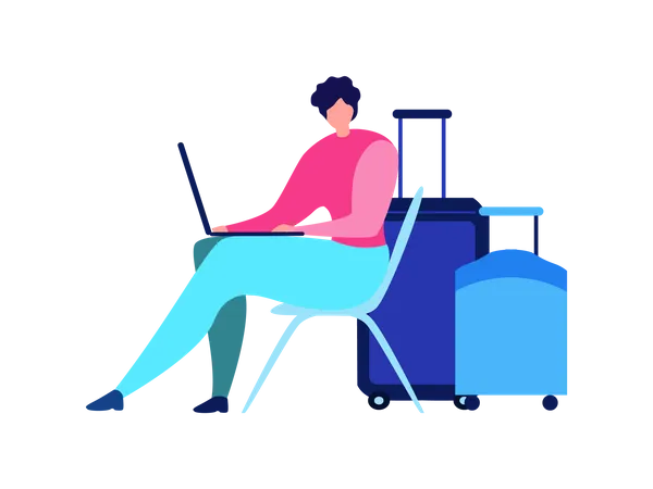 Female working on laptop  Illustration