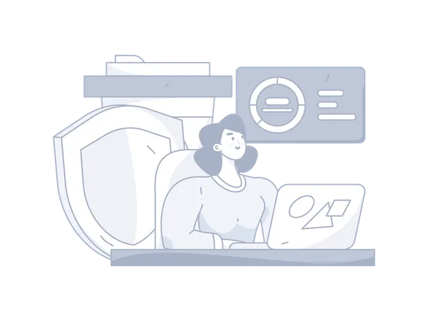 Female working on server data  Illustration