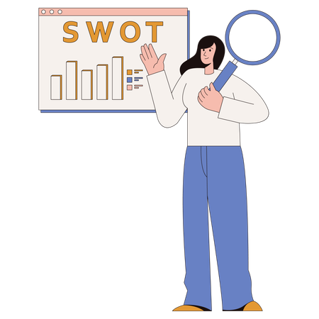 Female working on SWOT Analysis  Illustration