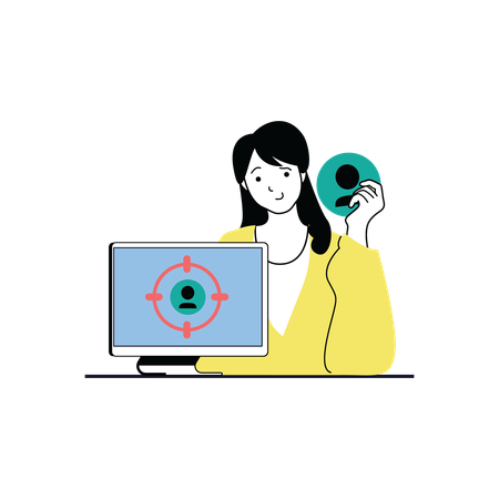 Female working on user target  Illustration