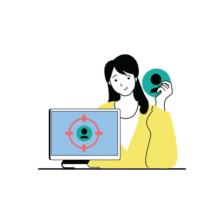 Female working on user target  Illustration