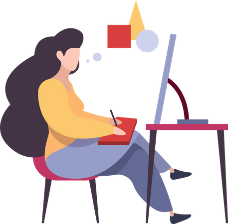 Female working on web designing Illustration