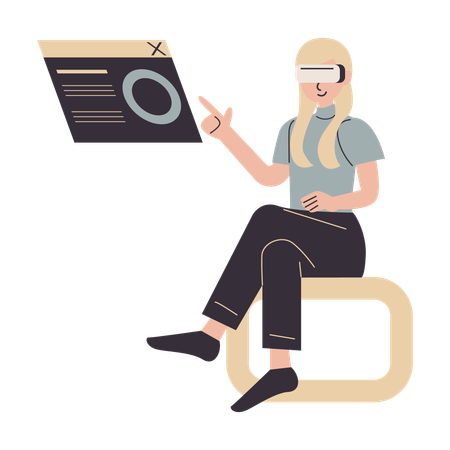 Female working using virtual reality  Illustration