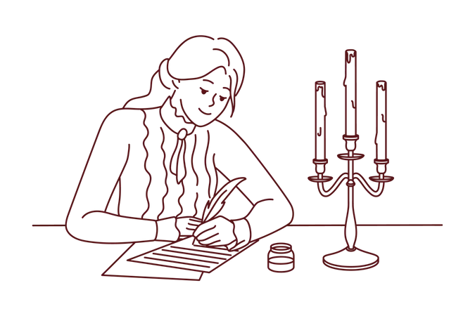 Female writer writing  Illustration