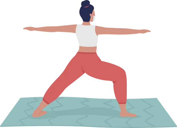 Female Yoga Instructor Semi Flat Color Vector Character Full Body Person On White Teacher Showing Correct Body Pose Isolated Modern Cartoon Style Illustration For Graphic Design And Animation Illustration