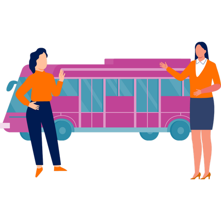 Females are talking about transportation  Illustration