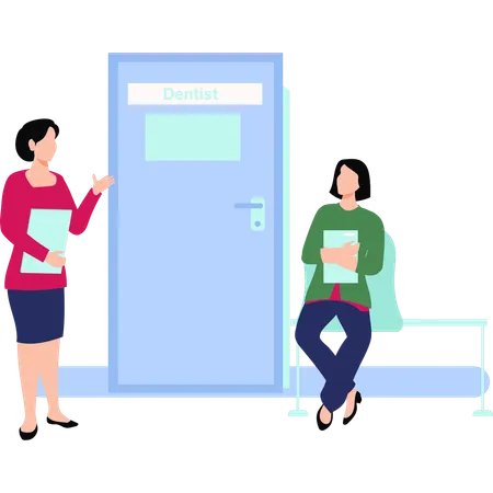 Females are waiting for a checkup at a dental clinic  Illustration