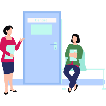 Females are waiting for a checkup at a dental clinic  Illustration