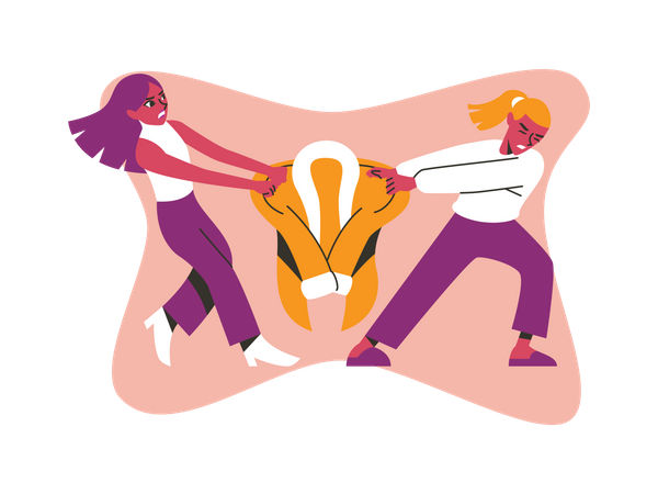 Females fighting for clothes on black Friday sale  Illustration