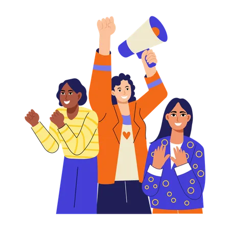 Females in feminist rally  Illustration