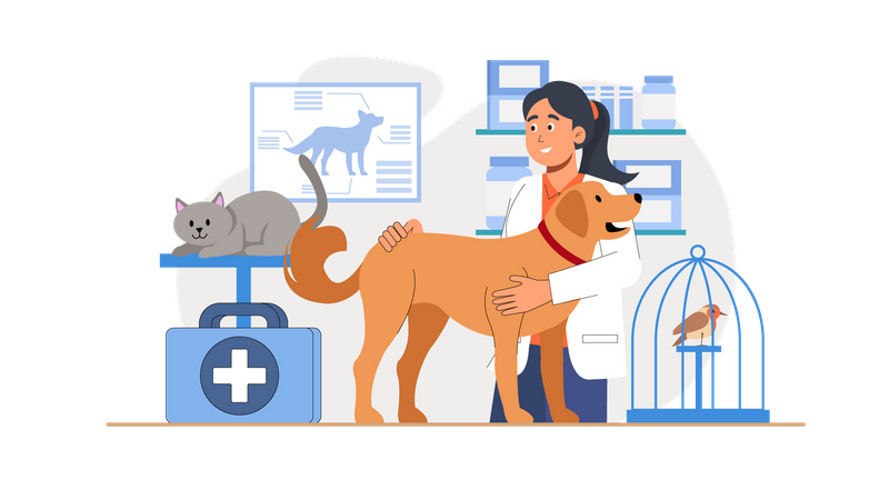 Médica de animais de estimação  Ilustração