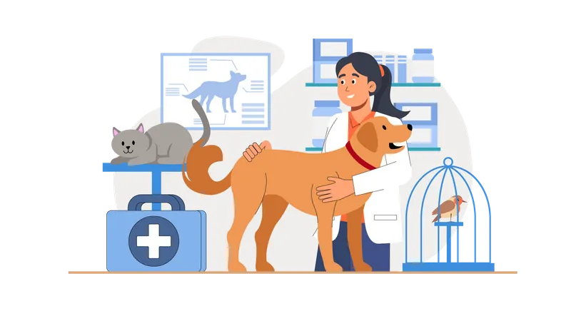 Médica de animais de estimação  Ilustração