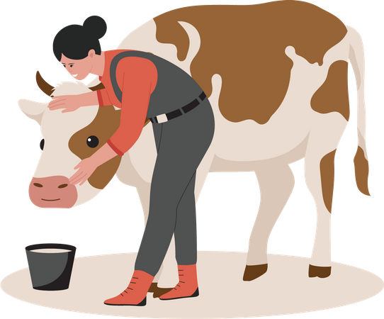 Femelle avec vache  Illustration