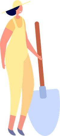 Femme tenant une pelle  Illustration