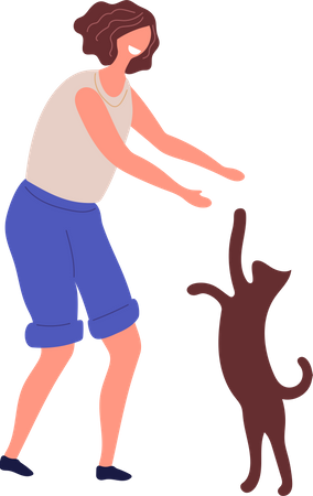 Femme tenant un animal de compagnie  Illustration