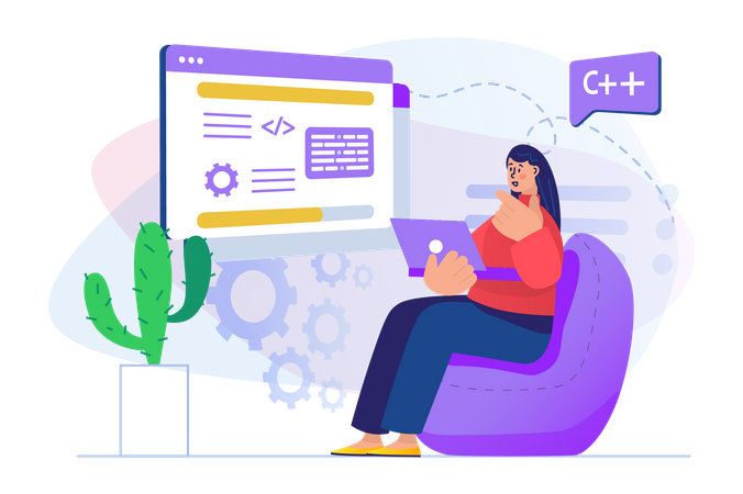 Desenvolvedora C++ Feminina  Ilustração