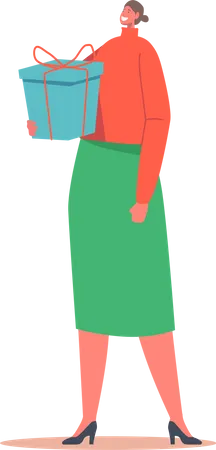 Fêmea com caixa de presente  Ilustração