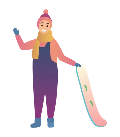 Fêmea com snowboard  Ilustração