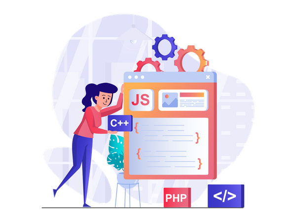 Desenvolvedora javascript feminina  Ilustração