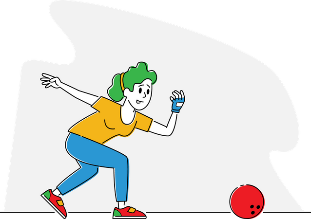 Fêmea jogando boliche  Ilustração