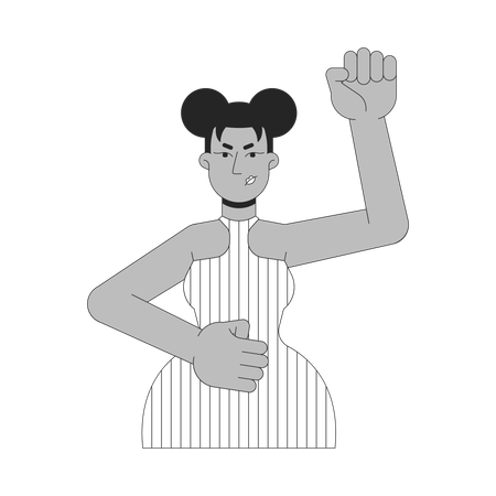 Feminist woman activist raising fist  Illustration