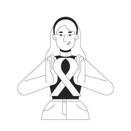 Feminista blanca promueve la concienciación sobre el cáncer de mama  Ilustración