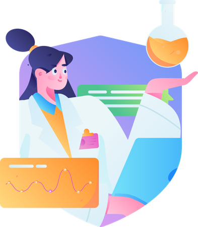 Médecin féminin faisant des recherches médicales  Illustration