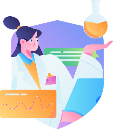 Femlae doctor doing medical research  Illustration